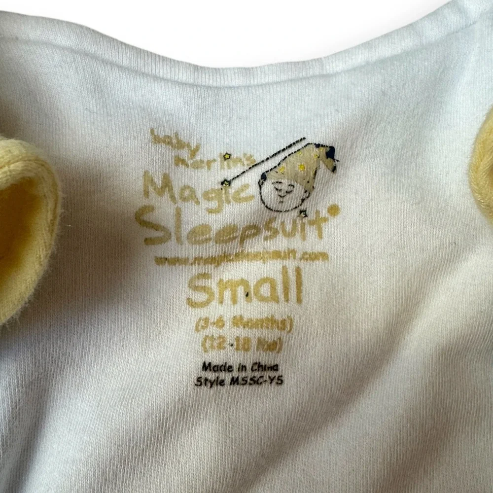 Baby‎ Merlins Magic Sleepsuit 100% Cotton Yellow Sleeper Baby 3-6 Months Small